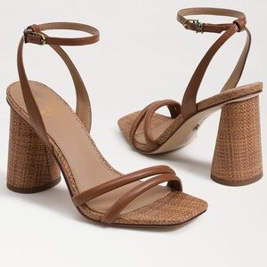 Sam Edelman brown cognac strappy open toe sandal heels
